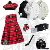 Battle Of Kilts Men’s Tartan Kilt Outfit – 9-Piece Scottish Set with Premium Accessories